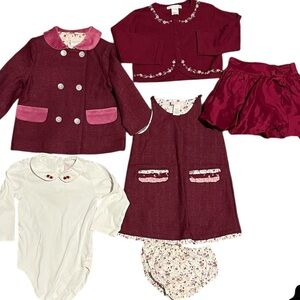 Janie And Jack Lot Aviary Line Romper Coat Shirt Sweater Silk Skirt 18 Mos-2T